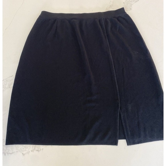Misook Dresses & Skirts - Exclusively Misook‎ Skirt Black Pencil Straight Pull On Stretch Knitted Slit